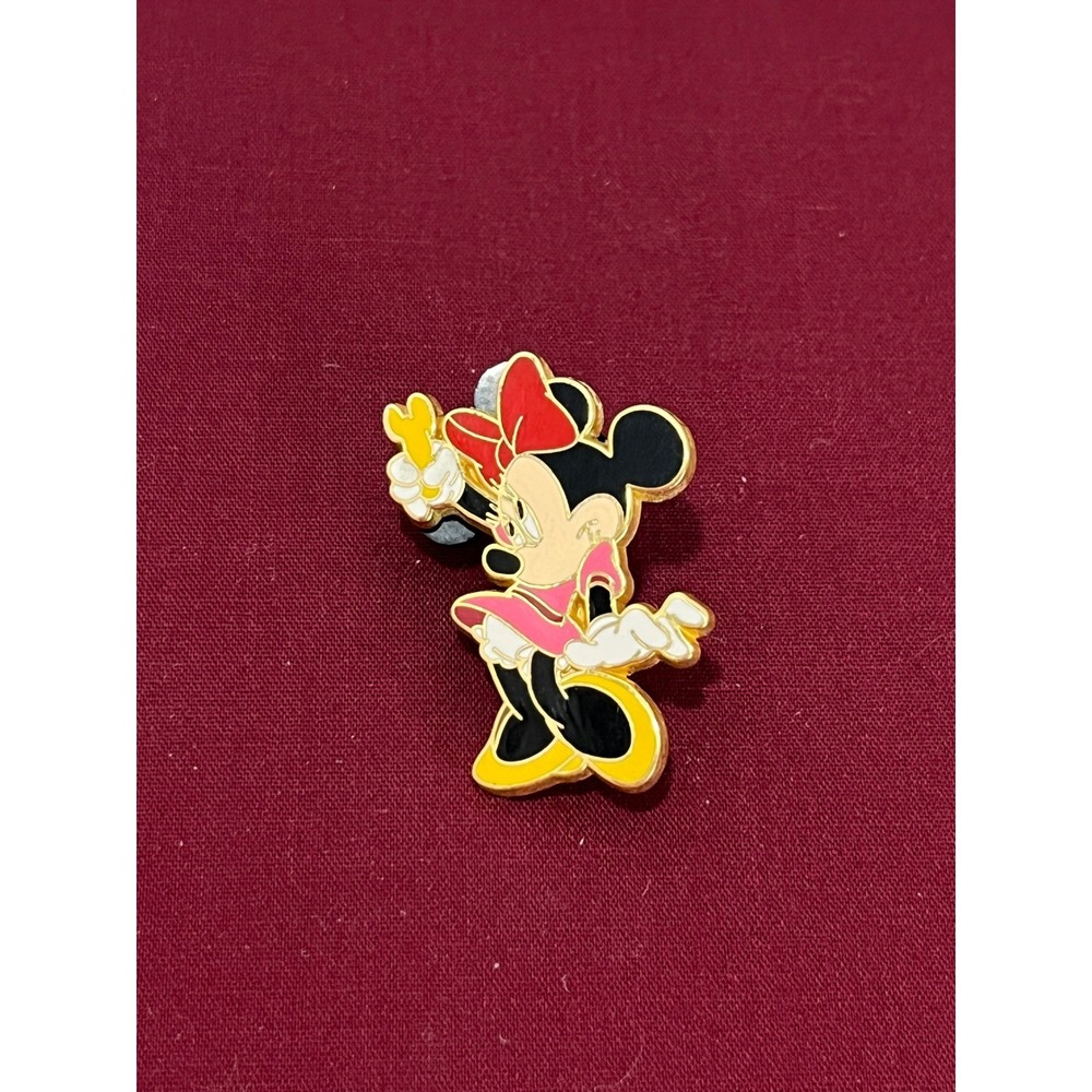 Vintage Disney Minnie Mouse Pin 2002‎ Spirit Trading Enamel Gold Tone Red Bow